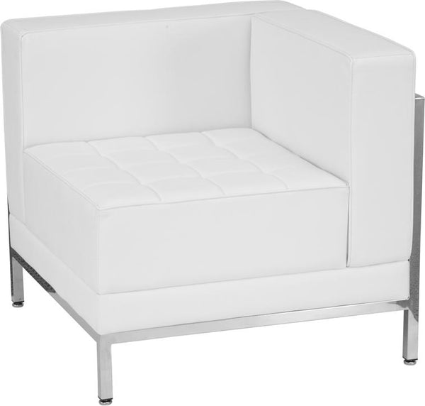 Flash Furniture HERCULES Imagination Series Contemporary Melrose White Leather Right Corner Chair with Encasing Frame - ZB-IMAG-RIGHT-CORNER-WH-GG