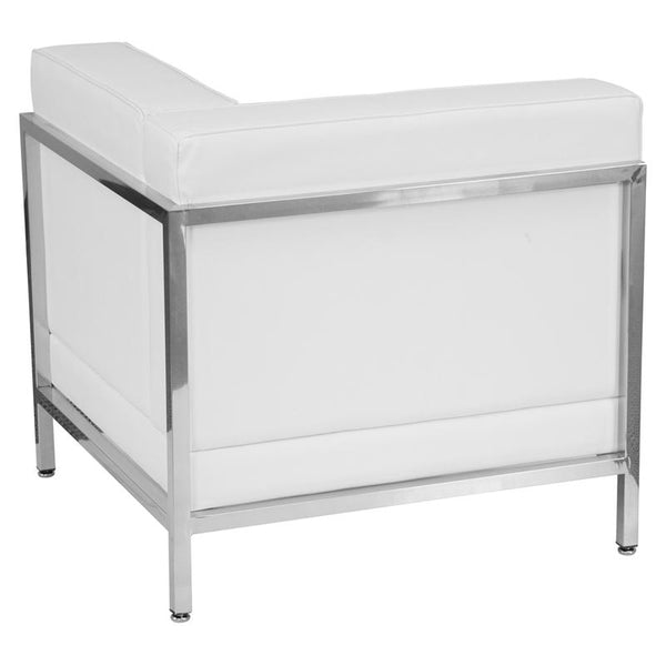 Flash Furniture HERCULES Imagination Series Contemporary Melrose White Leather Right Corner Chair with Encasing Frame - ZB-IMAG-RIGHT-CORNER-WH-GG