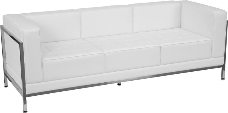 Flash Furniture HERCULES Imagination Series Contemporary Melrose White Leather Sofa with Encasing Frame - ZB-IMAG-SOFA-WH-GG