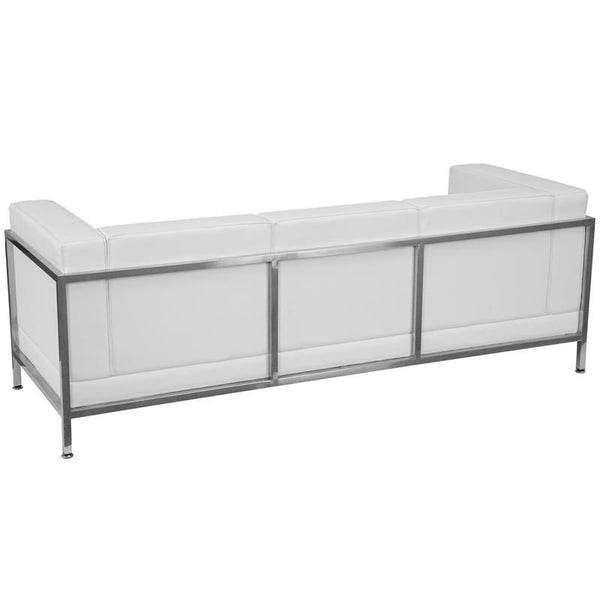 Flash Furniture HERCULES Imagination Series Contemporary Melrose White Leather Sofa with Encasing Frame - ZB-IMAG-SOFA-WH-GG