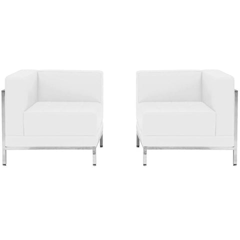 Flash Furniture HERCULES Imagination Series Melrose White Leather 2 Piece Corner Chair Set - ZB-IMAG-SET10-WH-GG