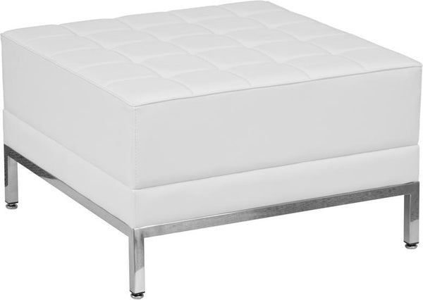 Flash Furniture HERCULES Imagination Series Melrose White Leather Ottoman - ZB-IMAG-OTTOMAN-WH-GG