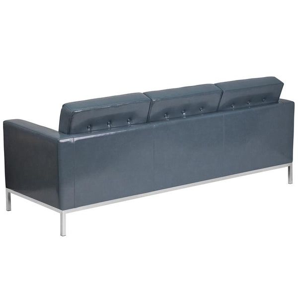 Flash Furniture HERCULES Lacey Series Contemporary Gray Leather Sofa with Stainless Steel Frame - ZB-LACEY-831-2-SOFA-GY-GG