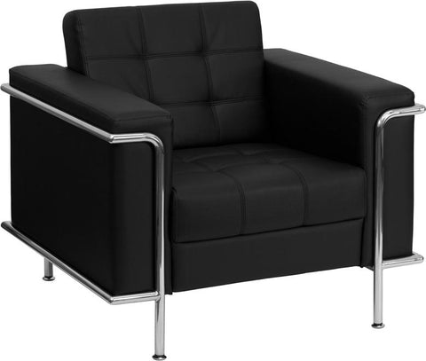 Flash Furniture HERCULES Lesley Series Contemporary Black Leather Chair with Encasing Frame - ZB-LESLEY-8090-CHAIR-BK-GG