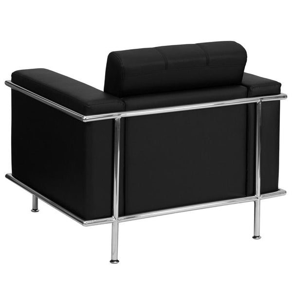 Flash Furniture HERCULES Lesley Series Contemporary Black Leather Chair with Encasing Frame - ZB-LESLEY-8090-CHAIR-BK-GG