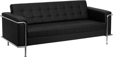 Flash Furniture HERCULES Lesley Series Contemporary Black Leather Sofa with Encasing Frame - ZB-LESLEY-8090-SOFA-BK-GG