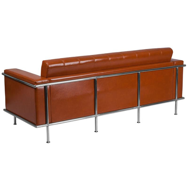 Flash Furniture HERCULES Lesley Series Contemporary Cognac Leather Sofa with Encasing Frame - ZB-LESLEY-8090-SOFA-COG-GG