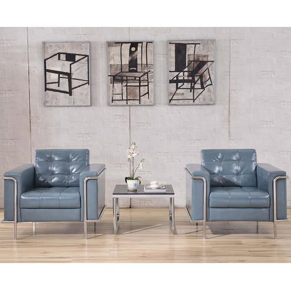 Flash Furniture HERCULES Lesley Series Contemporary Gray Leather Chair with Encasing Frame - ZB-LESLEY-8090-CHAIR-GY-GG