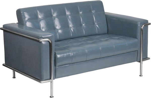 Flash Furniture HERCULES Lesley Series Contemporary Gray Leather Loveseat with Encasing Frame - ZB-LESLEY-8090-LS-GY-GG