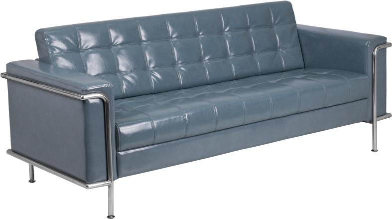 Flash Furniture HERCULES Lesley Series Contemporary Gray Leather Sofa with Encasing Frame - ZB-LESLEY-8090-SOFA-GY-GG