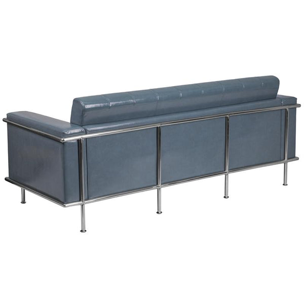 Flash Furniture HERCULES Lesley Series Contemporary Gray Leather Sofa with Encasing Frame - ZB-LESLEY-8090-SOFA-GY-GG
