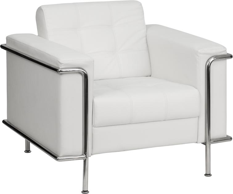 Flash Furniture HERCULES Lesley Series Contemporary Melrose White Leather Chair with Encasing Frame - ZB-LESLEY-8090-CHAIR-WH-GG