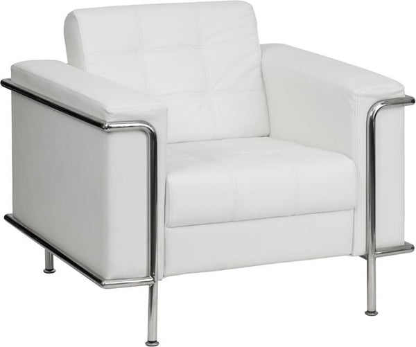 Flash Furniture HERCULES Lesley Series Contemporary Melrose White Leather Chair with Encasing Frame - ZB-LESLEY-8090-CHAIR-WH-GG