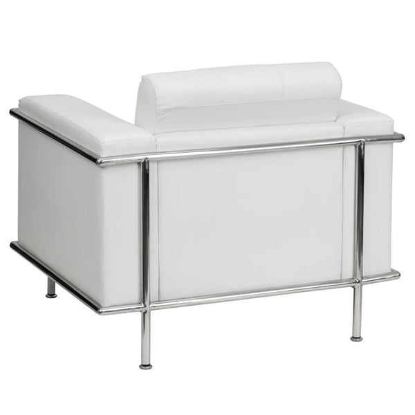 Flash Furniture HERCULES Lesley Series Contemporary Melrose White Leather Chair with Encasing Frame - ZB-LESLEY-8090-CHAIR-WH-GG