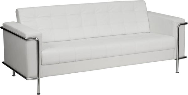 Flash Furniture HERCULES Lesley Series Contemporary Melrose White Leather Sofa with Encasing Frame - ZB-LESLEY-8090-SOFA-WH-GG