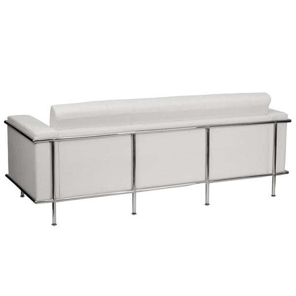 Flash Furniture HERCULES Lesley Series Contemporary Melrose White Leather Sofa with Encasing Frame - ZB-LESLEY-8090-SOFA-WH-GG