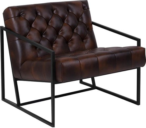 Flash Furniture HERCULES Madison Series Bomber Jacket Leather Tufted Lounge Chair - ZB-8522-BJ-GG