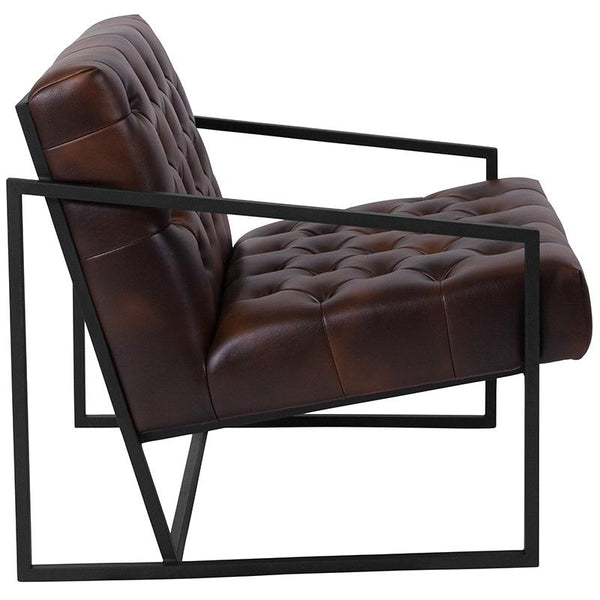 Flash Furniture HERCULES Madison Series Bomber Jacket Leather Tufted Lounge Chair - ZB-8522-BJ-GG