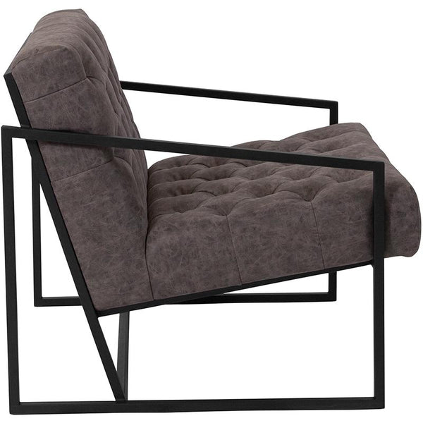 Flash Furniture HERCULES Madison Series Retro Gray Leather Tufted Lounge Chair - ZB-8522-GY-GG