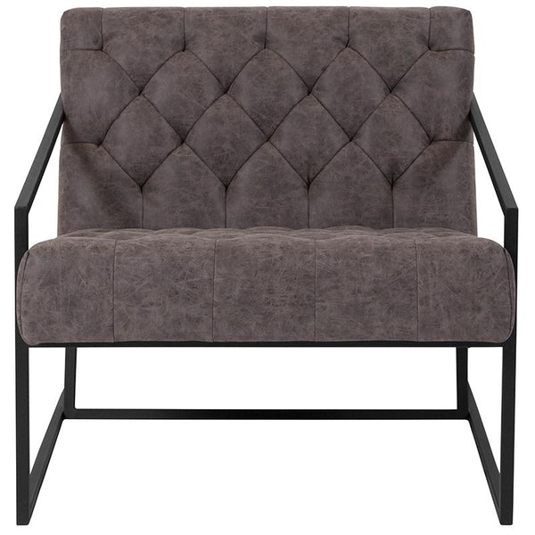 Flash Furniture HERCULES Madison Series Retro Gray Leather Tufted Lounge Chair - ZB-8522-GY-GG