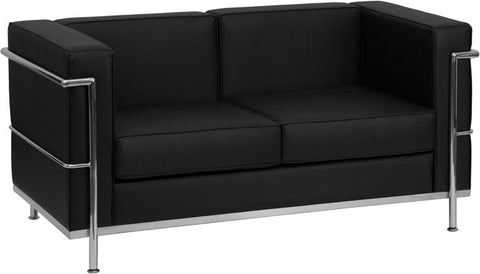 Flash Furniture HERCULES Regal Series Contemporary Black Leather Loveseat with Encasing Frame - ZB-REGAL-810-2-LS-BK-GG