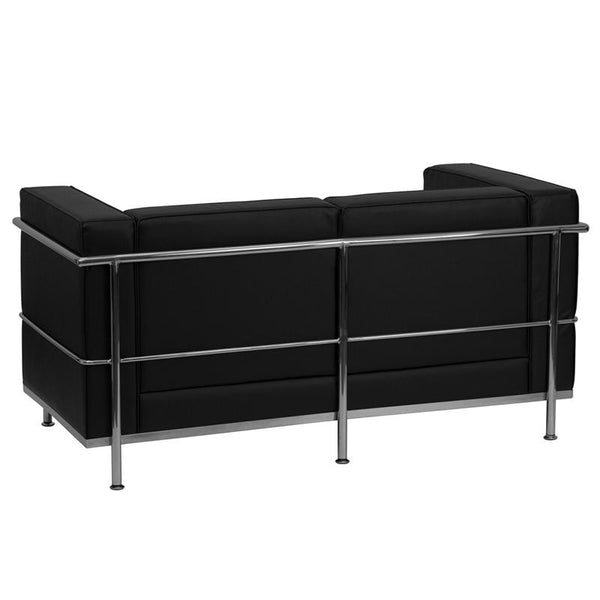 Flash Furniture HERCULES Regal Series Contemporary Black Leather Loveseat with Encasing Frame - ZB-REGAL-810-2-LS-BK-GG
