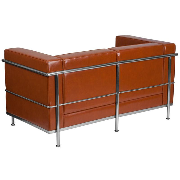 Flash Furniture HERCULES Regal Series Contemporary Cognac Leather Loveseat with Encasing Frame - ZB-REGAL-810-2-LS-COG-GG