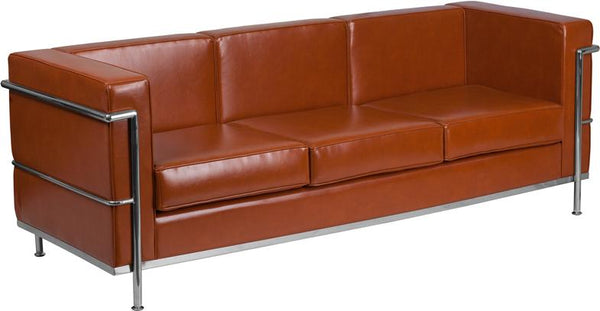 Flash Furniture HERCULES Regal Series Contemporary Cognac Leather Sofa with Encasing Frame - ZB-REGAL-810-3-SOFA-COG-GG