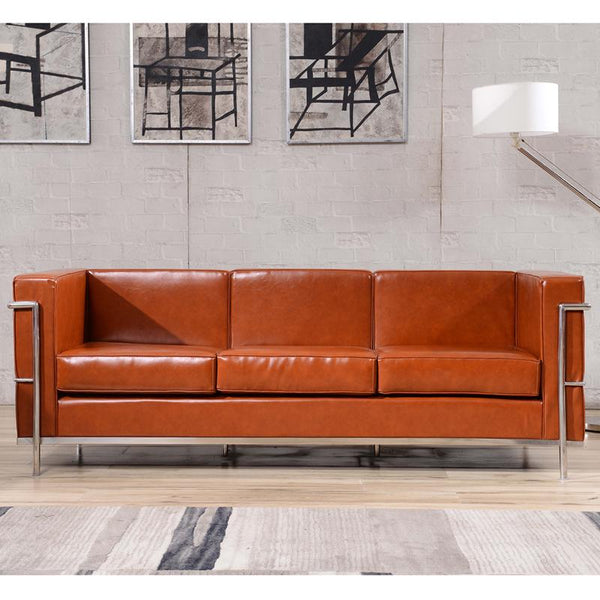 Flash Furniture HERCULES Regal Series Contemporary Cognac Leather Sofa with Encasing Frame - ZB-REGAL-810-3-SOFA-COG-GG