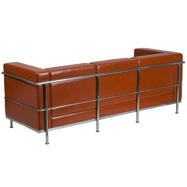 Flash Furniture HERCULES Regal Series Contemporary Cognac Leather Sofa with Encasing Frame - ZB-REGAL-810-3-SOFA-COG-GG