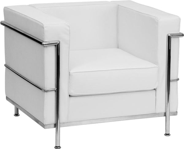 Flash Furniture HERCULES Regal Series Contemporary Melrose White Leather Chair with Encasing Frame - ZB-REGAL-810-1-CHAIR-WH-GG