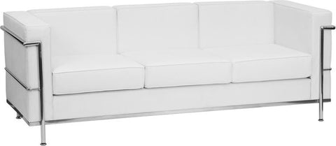 Flash Furniture HERCULES Regal Series Contemporary Melrose White Leather Sofa with Encasing Frame - ZB-REGAL-810-3-SOFA-WH-GG