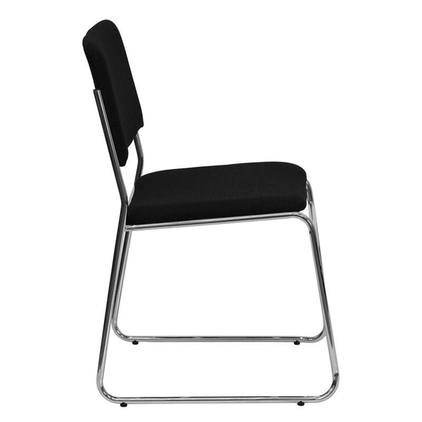 Flash Furniture HERCULES Series 1000 lb. Capacity Black Fabric High Density Stacking Chair with Chrome Sled Base - XU-8700-CHR-B-30-GG