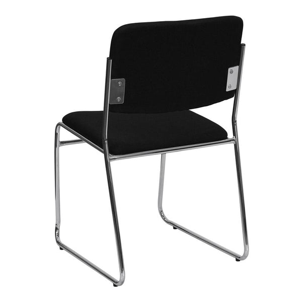 Flash Furniture HERCULES Series 1000 lb. Capacity Black Fabric High Density Stacking Chair with Chrome Sled Base - XU-8700-CHR-B-30-GG