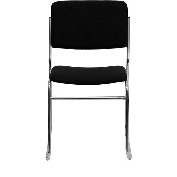 Flash Furniture HERCULES Series 1000 lb. Capacity Black Fabric High Density Stacking Chair with Chrome Sled Base - XU-8700-CHR-B-30-GG