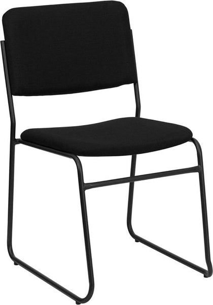 Flash Furniture HERCULES Series 1000 lb. Capacity High Density Black Fabric Stacking Chair with Sled Base - XU-8700-BLK-B-30-GG