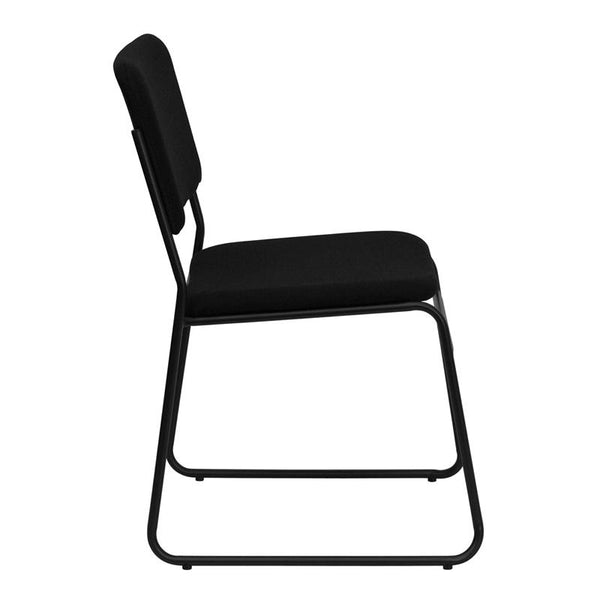 Flash Furniture HERCULES Series 1000 lb. Capacity High Density Black Fabric Stacking Chair with Sled Base - XU-8700-BLK-B-30-GG