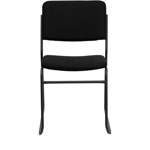 Flash Furniture HERCULES Series 1000 lb. Capacity High Density Black Fabric Stacking Chair with Sled Base - XU-8700-BLK-B-30-GG