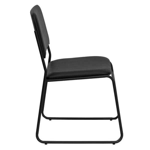 Flash Furniture HERCULES Series 1000 lb. Capacity High Density Black Vinyl Stacking Chair with Sled Base - XU-8700-BLK-B-VYL-30-GG