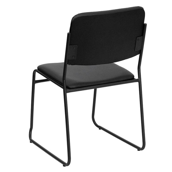 Flash Furniture HERCULES Series 1000 lb. Capacity High Density Black Vinyl Stacking Chair with Sled Base - XU-8700-BLK-B-VYL-30-GG