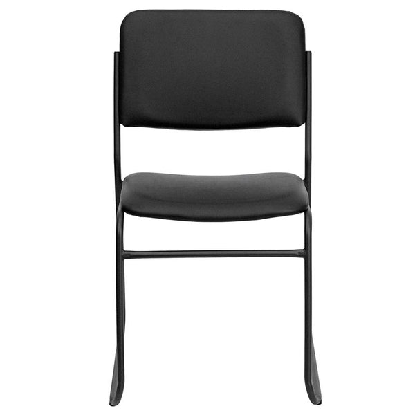 Flash Furniture HERCULES Series 1000 lb. Capacity High Density Black Vinyl Stacking Chair with Sled Base - XU-8700-BLK-B-VYL-30-GG