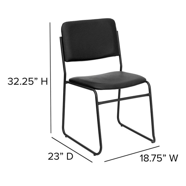 Flash Furniture HERCULES Series 1000 lb. Capacity High Density Black Vinyl Stacking Chair with Sled Base - XU-8700-BLK-B-VYL-30-GG