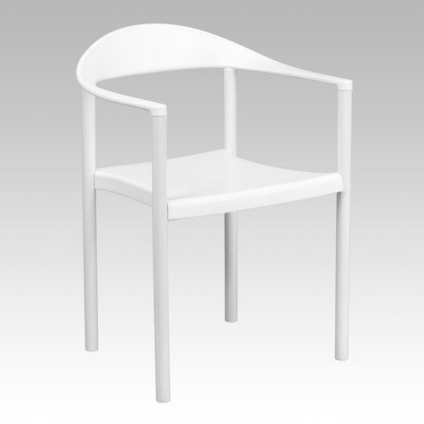 Flash Furniture HERCULES Series 1000 lb. Capacity White Plastic Cafe Stack Chair - RUT-418-WH-GG