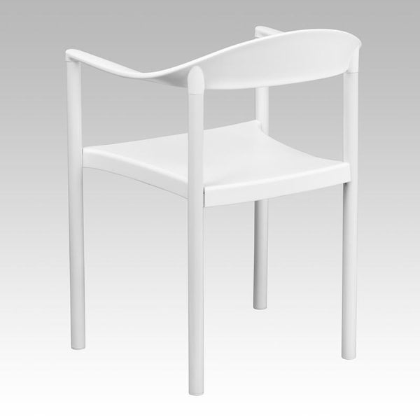 Flash Furniture HERCULES Series 1000 lb. Capacity White Plastic Cafe Stack Chair - RUT-418-WH-GG