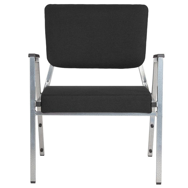 Flash Furniture HERCULES Series 1500 lb. Rated Black Antimicrobial Fabric Bariatric Arm Chair with 3/4 Panel Back and Silver Vein Frame - XU-DG-60443-670-2-BK-GG