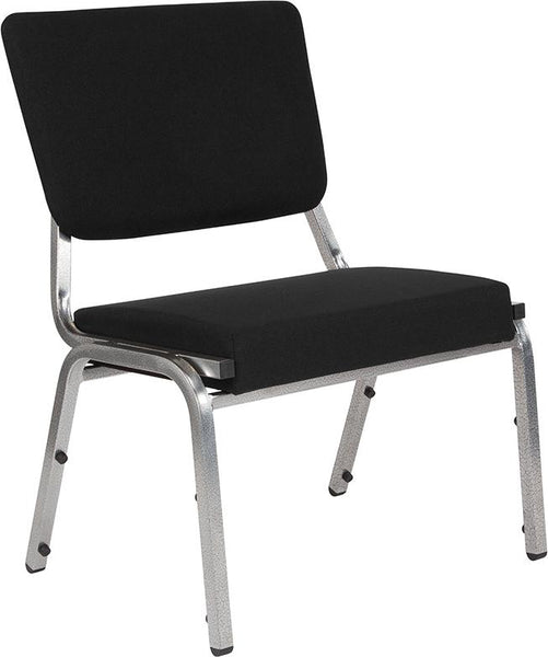 Flash Furniture HERCULES Series 1500 lb. Rated Black Antimicrobial Fabric Bariatric Chair with 3/4 Panel Back and Silver Vein Frame - XU-DG-60442-660-2-BK-GG
