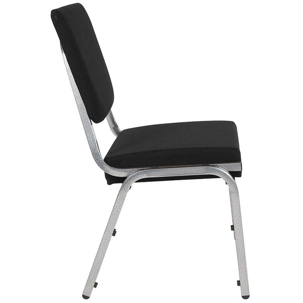 Flash Furniture HERCULES Series 1500 lb. Rated Black Antimicrobial Fabric Bariatric Chair with 3/4 Panel Back and Silver Vein Frame - XU-DG-60442-660-2-BK-GG