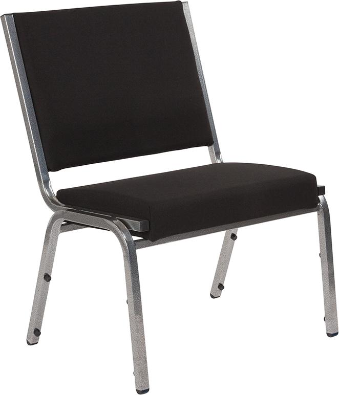 Flash Furniture HERCULES Series 1500 lb. Rated Black Antimicrobial Fabric Bariatric Chair with Silver Vein Frame - XU-DG-60442-660-1-BK-GG