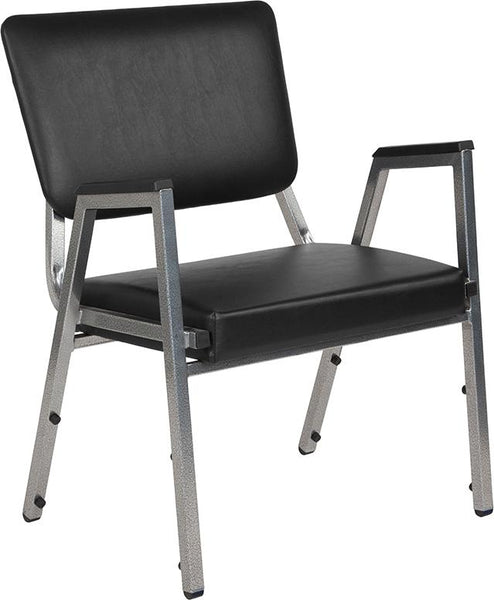 Flash Furniture HERCULES Series 1500 lb. Rated Black Antimicrobial Vinyl Bariatric Arm Chair with 3/4 Panel Back and Silver Vein Frame - XU-DG-60443-670-2-BV-GG