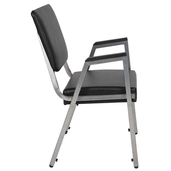 Flash Furniture HERCULES Series 1500 lb. Rated Black Antimicrobial Vinyl Bariatric Arm Chair with 3/4 Panel Back and Silver Vein Frame - XU-DG-60443-670-2-BV-GG